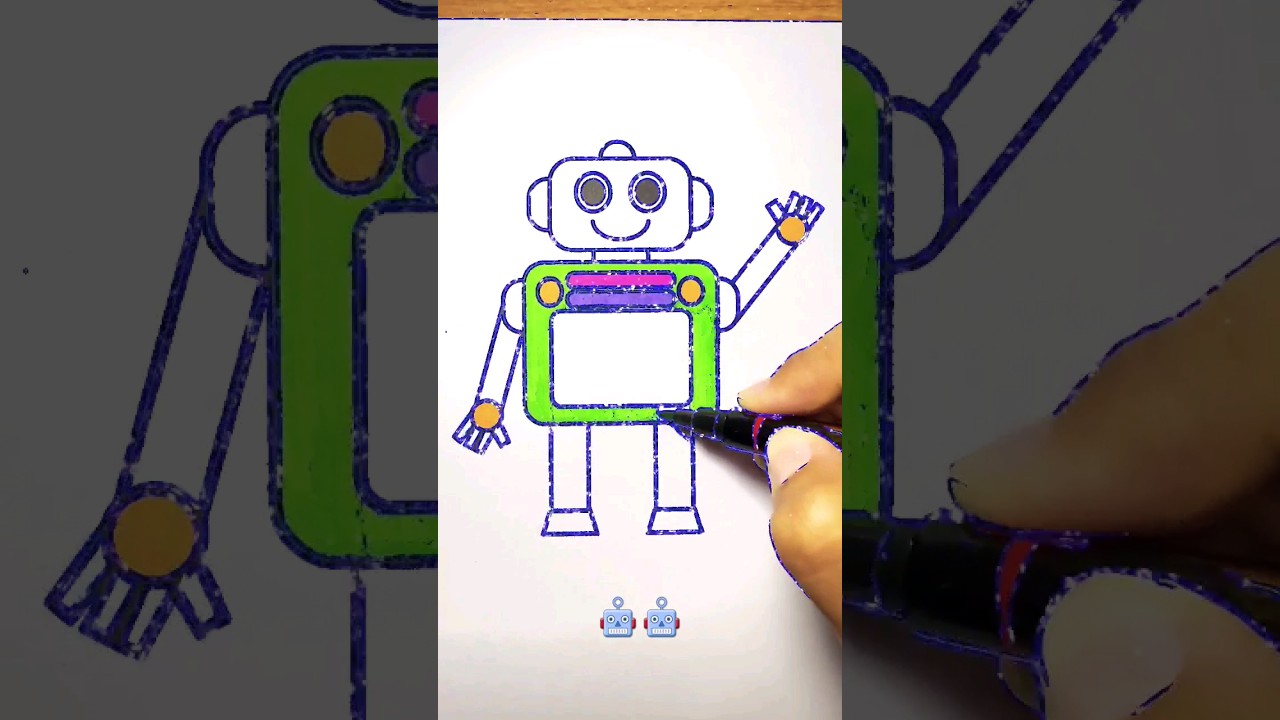 robot drawing and coloring for kids and toddlers | robot easy drawings | cute robot drawing 