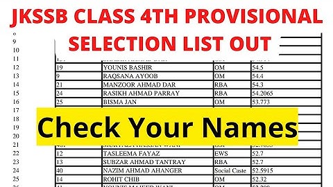 JKSSB CLASS 4TH Final SELECTION LIST OUT / Check Your Names