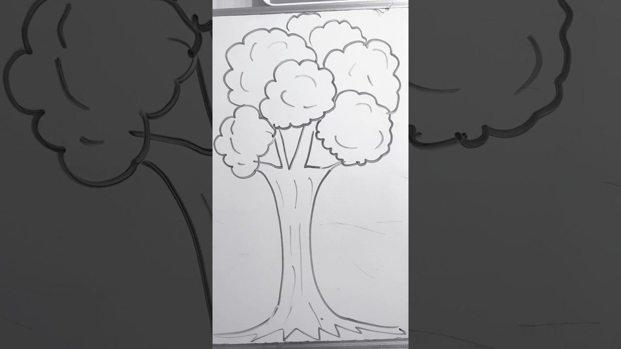 🌳 Easy Tree Drawing Pencil Sketch & Color Painting | Step by Step for Kids & Beginners 