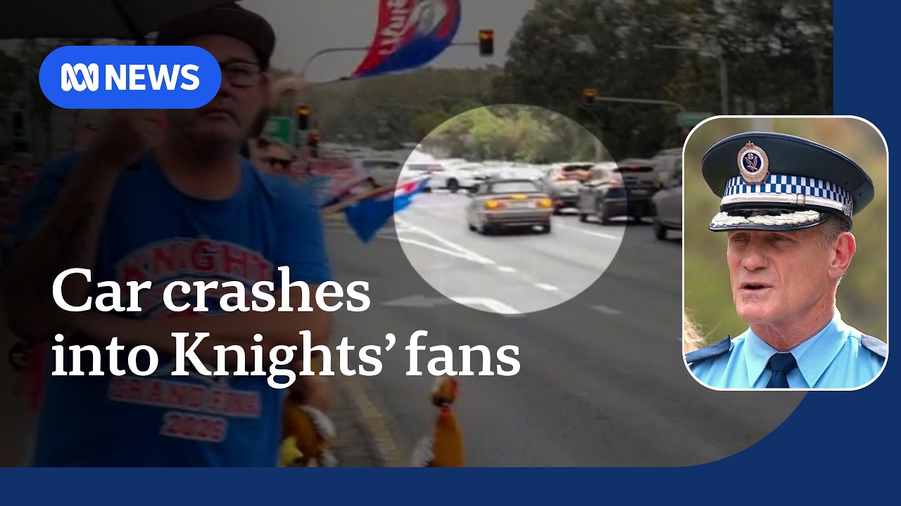P-plater in custody after car crashes into Newcastle Knights’ fans | ABC NEWS