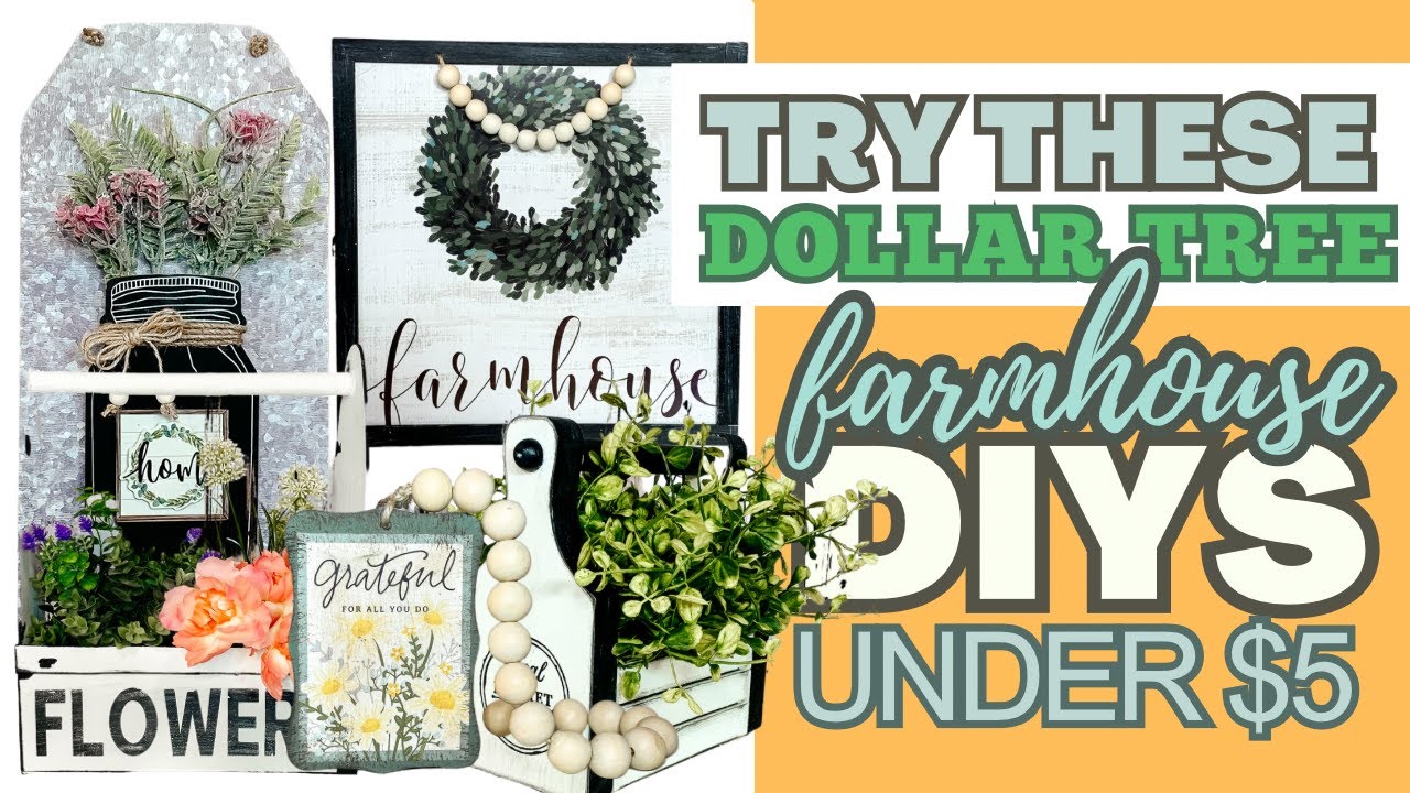 🌟 TRY THESE DOLLAR TREE FARMHOUSE DIYS | 5 UNDER $5 DIY CHALLENGE - YouTube