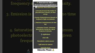 Photoelectric Effect:- important observation and Applications