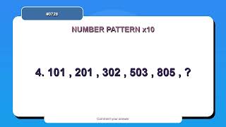 Number Pattern Challenge #0728 | 10 Number Pattern Practice Questions