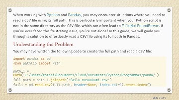 How to Read a CSV File with Full Path in Pandas