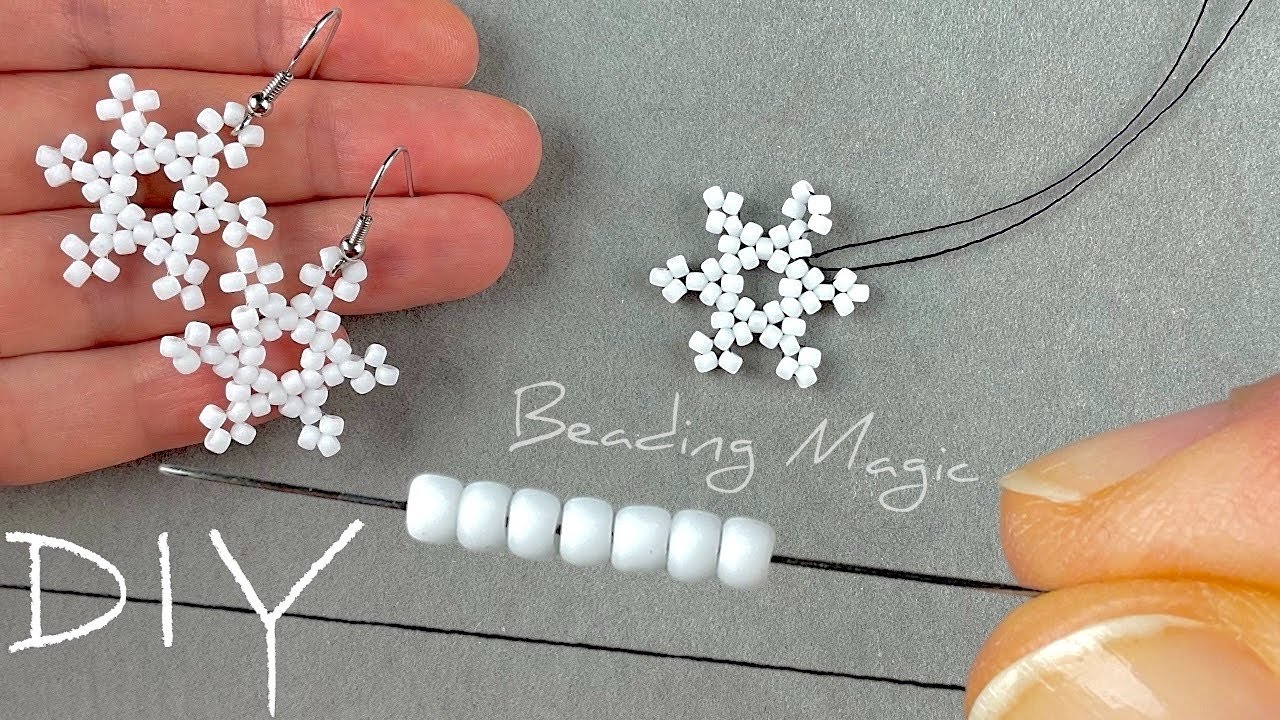 Easy Beaded Snowflake Earrings  Seed Bead Earrings Tutorial 