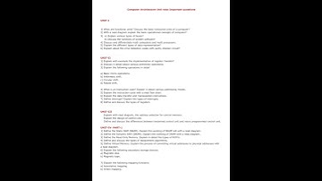 Computer Architecture  Unit wise important questions|  Computer Organization  |