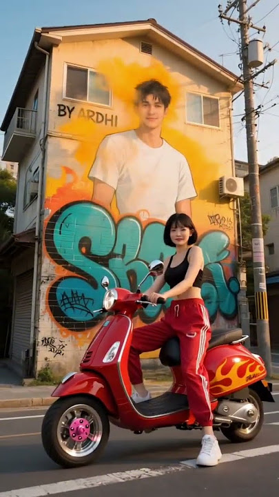 Cewek Cantik Naik Vespa! #shorts #aiaesthetic