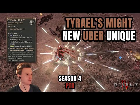 NEW UBER UNIQUE TYRAELS MIGHT IS GREAT - GOD Barb Build PTR Diablo 4