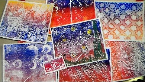 recycled styrofoam tray printmaking