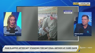 CAUGHT ON CAMERA: Chicago Cubs fan slaps younger fan for not standing during national anthem in vira