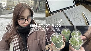 6AM STUDY VLOG🎧*daily life, korean bbq, hangout with friends etc[ENG/RUS]