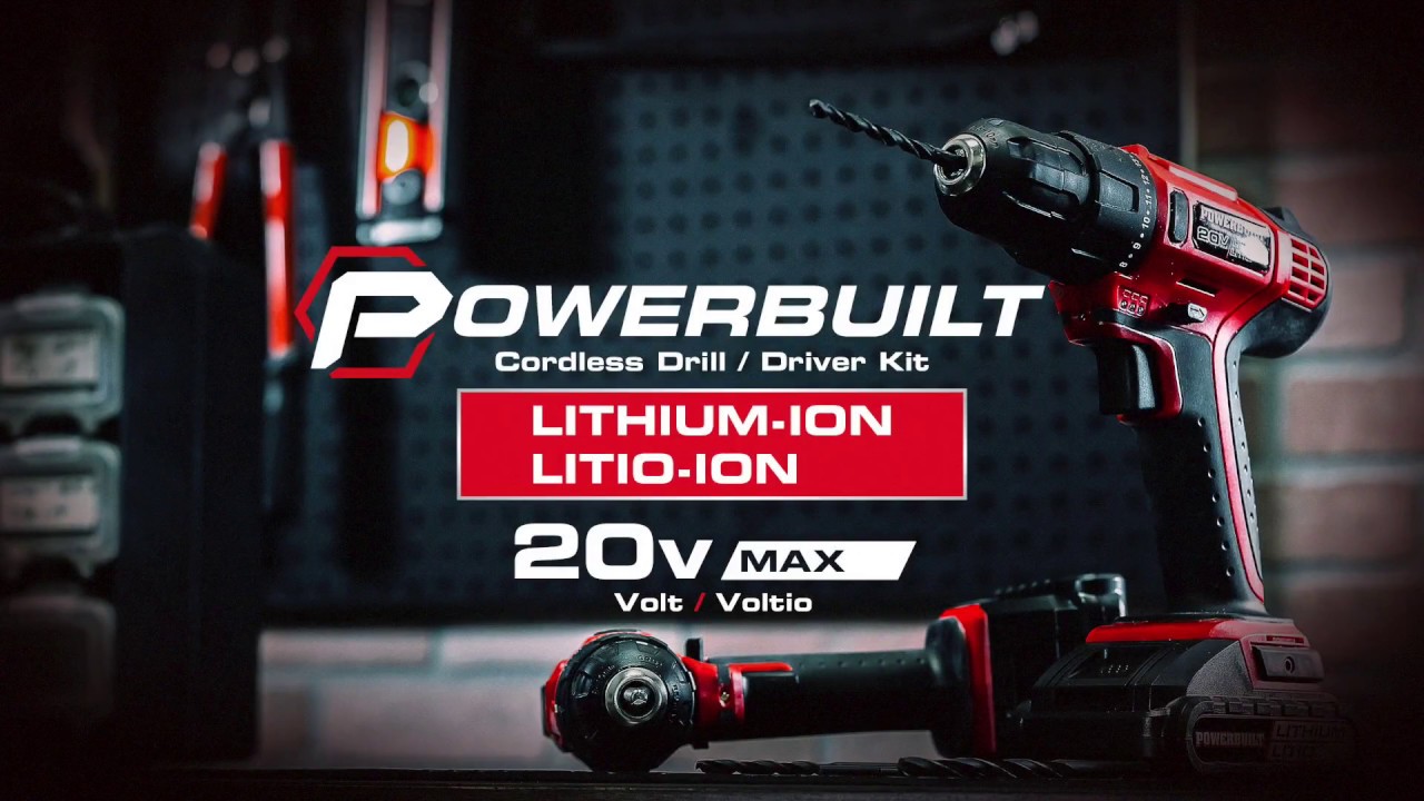 Drill and drive faster and longer with the powerful, light Powerbuilt 20V Lithium Ion Cordless