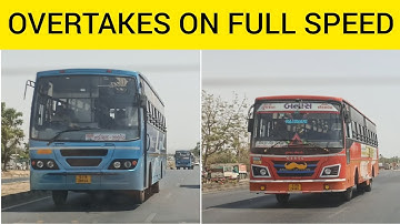 GSRTC 3 Bus Overtakes Full Speed