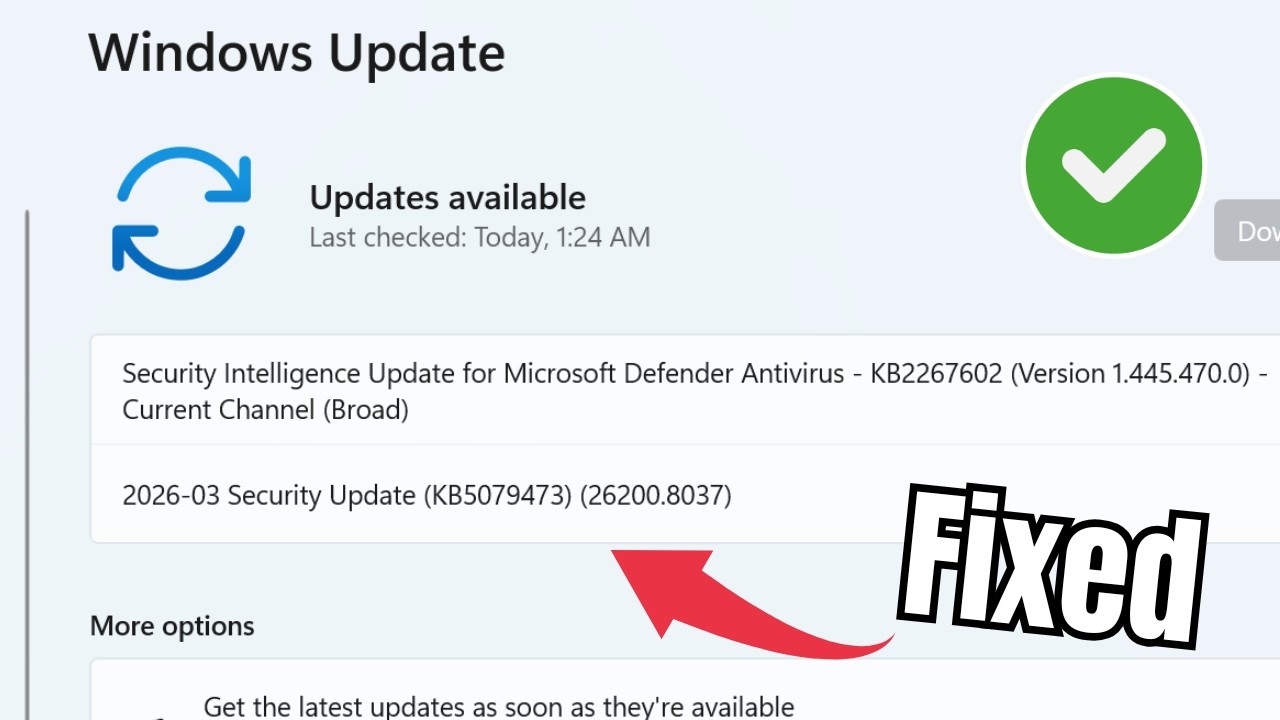 How To Fix 2026-03 Security Update (KB5079473) (26200.8037) Not