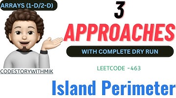 Island Perimeter | 3 Approaches | Google | Leetcode 463 | codestorywithMIK