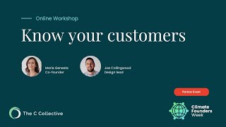 Know your customers - Workshop  @ Climate founders week 20241104