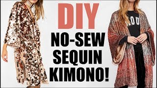 DIY: How To Make a NOSEW Sequin Kimono!!  (COACHELLA vibes!) By Orly Shani