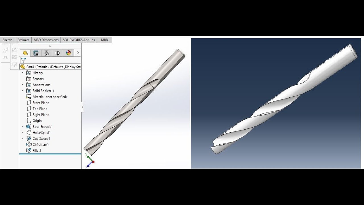 How to make drill bit in #solidworks and import it in #abaqus - YouTube