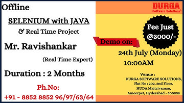 SELENIUM with JAVA Offline Training @ DURGASOFT