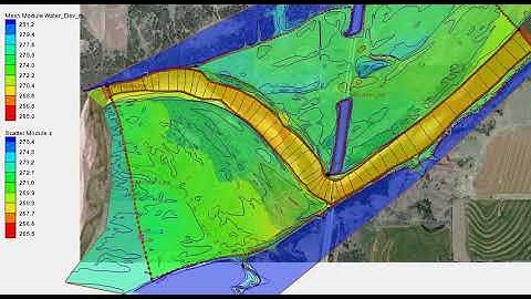 SMS Flood Simulation Example 3 result (using map terrain)