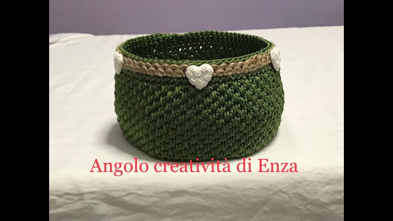 Cestino all'uncinetto con  punto canestro/Crochet basket/Cesta de ganchillo