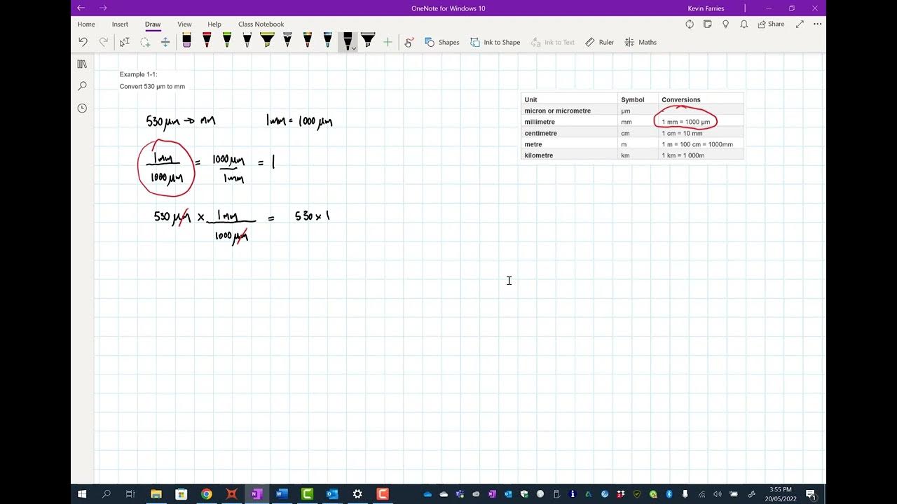 Example1 1 Unit conversion microns to mm YouTube