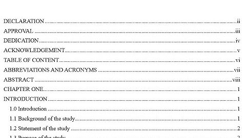 Creating Table of Content in Microsoft Word