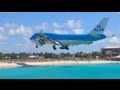 Sint Maarten KLM Boeing 747 Landing from Sonesta Maho Beach Patio [HQ]
