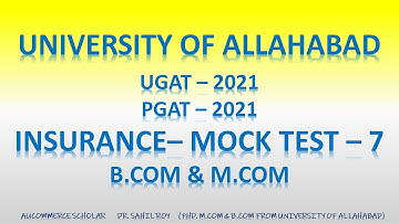 INSURANCE  MCQ PART 7 | UGAT PGAT 2021 |  B.COM - M.COM UNIVERSITY OF ALLAHABAD