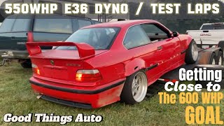 Turbo m52 E36 Dyno / First Drift Laps!  Friday Night Drift at Caffeine & Octane Raceplex! GTA