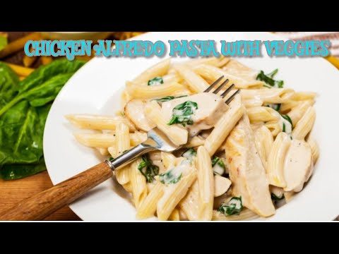 CHICKEN ALFREDO PASTA WITH VEGGIES  GARLIC BREAD |pasta recipe |Chicken pasta | @BID BID KITCHEN