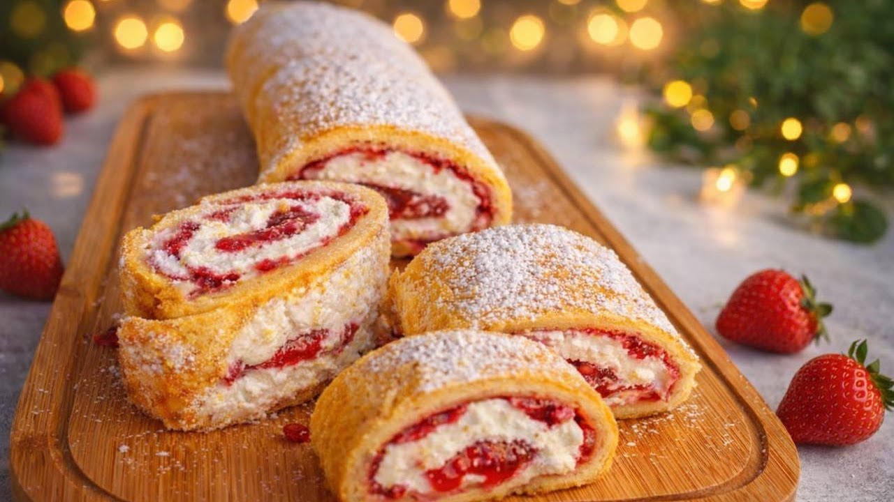 You’ll Get It Right on the First Try!🍓 The Cottage Cheese & Strawberry Roll You’ll Fall in Love With