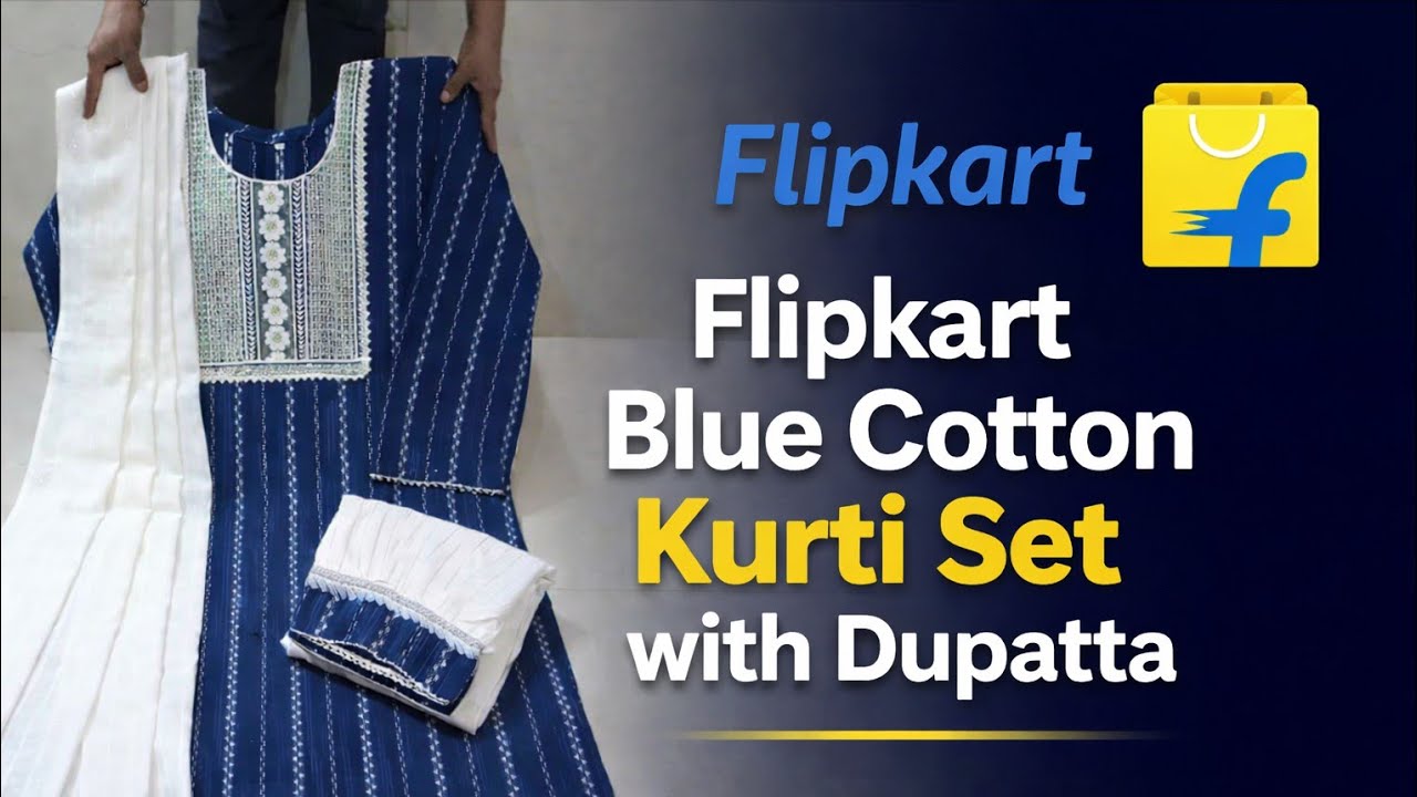 Flipkart Blue Cotton Kurti Set with Dupatta | Stylish & Comfortable Kurti Set