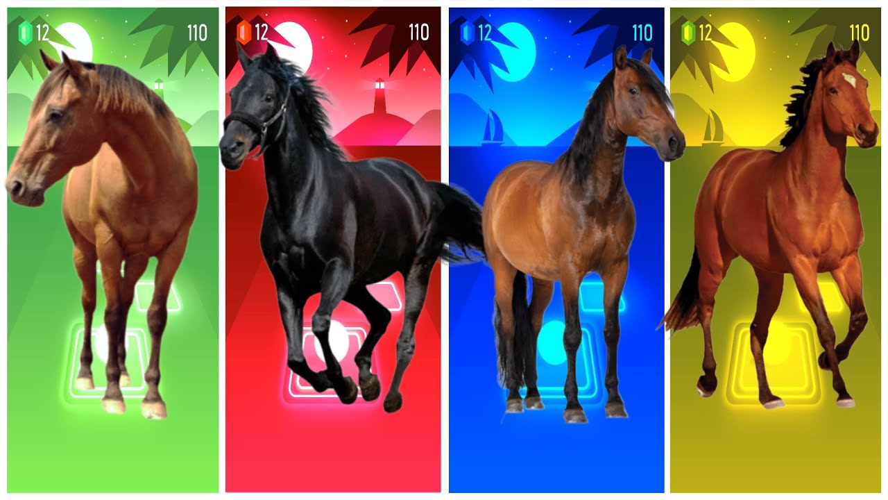 Funny Horse🐎🆚Funny Pony🐎🆚Funny Tiger🐅🆚Funny Rhino🦏🔴Tiles Hop EDM Rush 