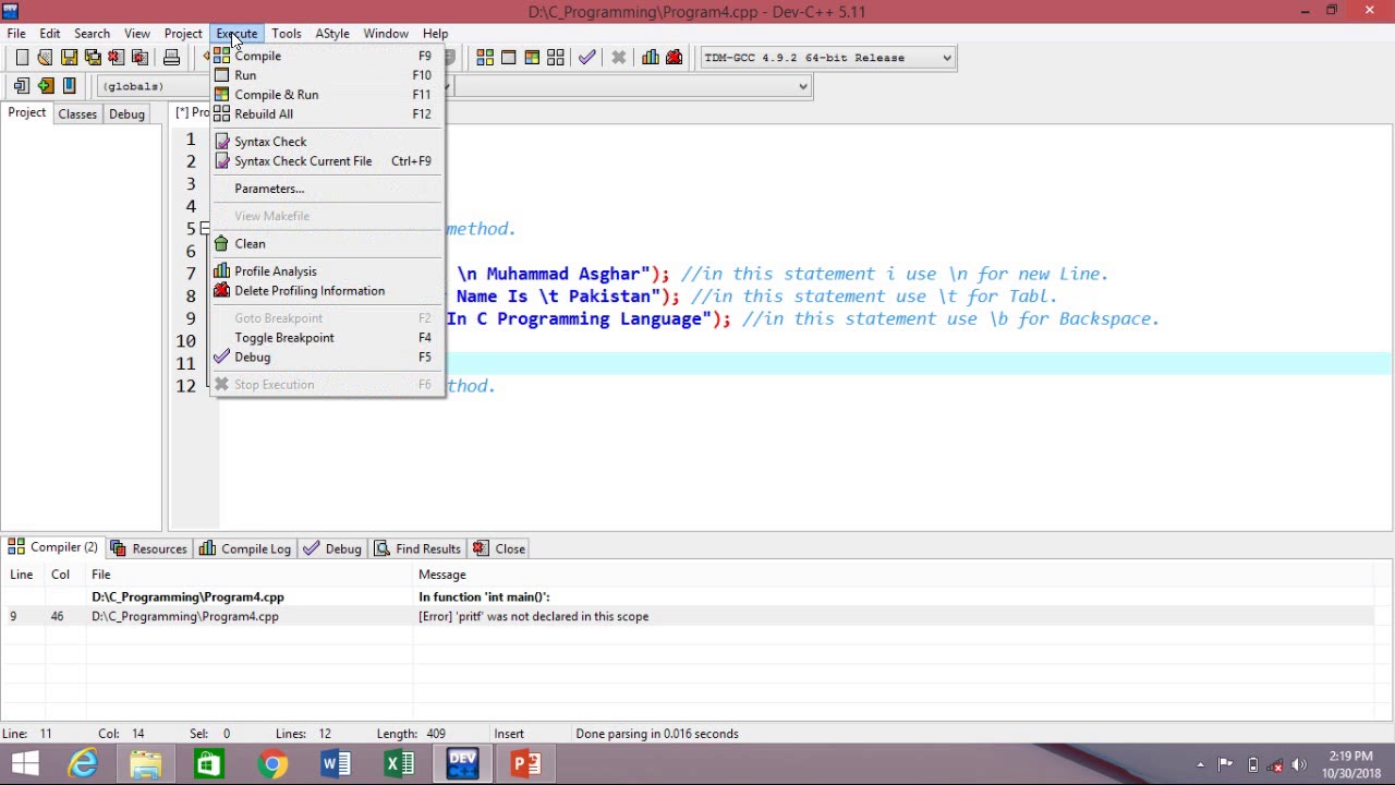 Escape Sequence In C Programming tutorial 7 - YouTube
