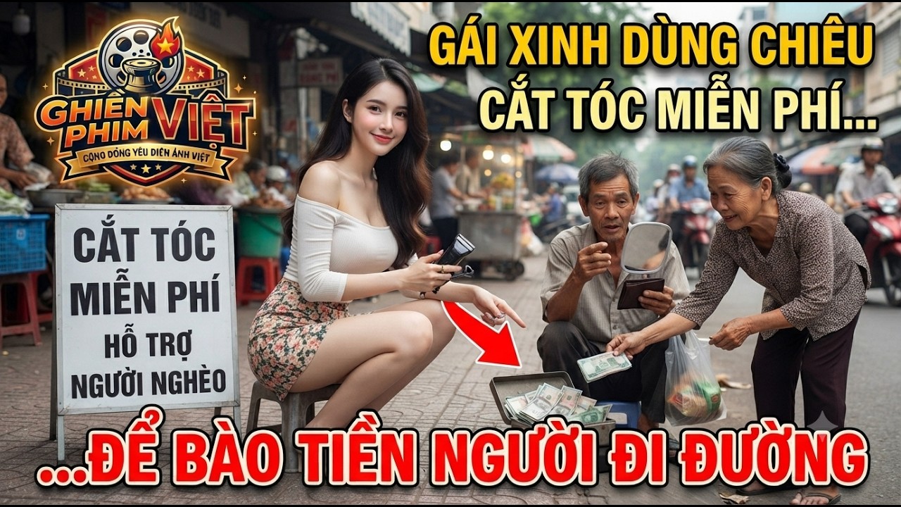 Gái xinh dùng chiêu cắt tóc miễn phí để bào tiền người đi đường | Ghiền Phim Việt #shorts #drama