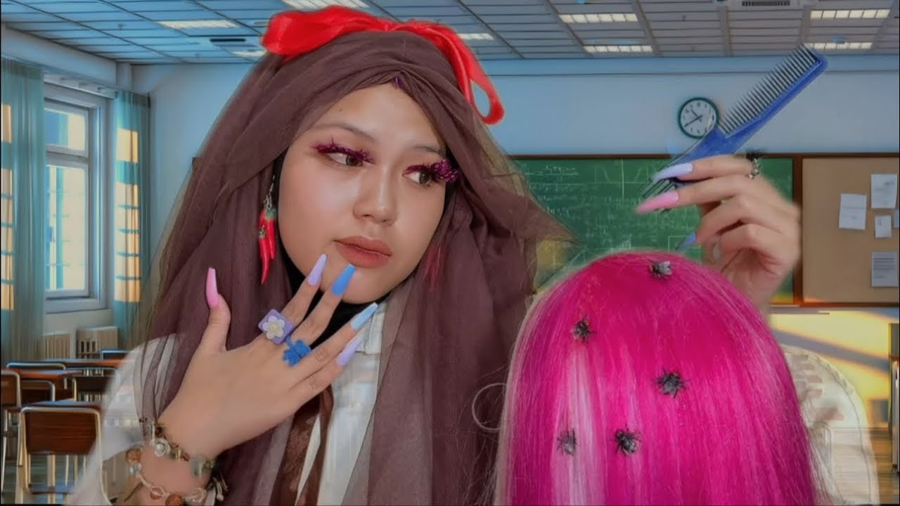 [ASMR] Hot Cheeto Girl проверяет твои волосы на наличие вшей в классе (проверка на вшивость)