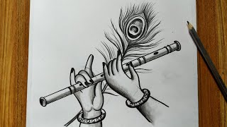 how to draw lord krishna hand with bansuri with pencil sketch,how to draw lord krishna ,