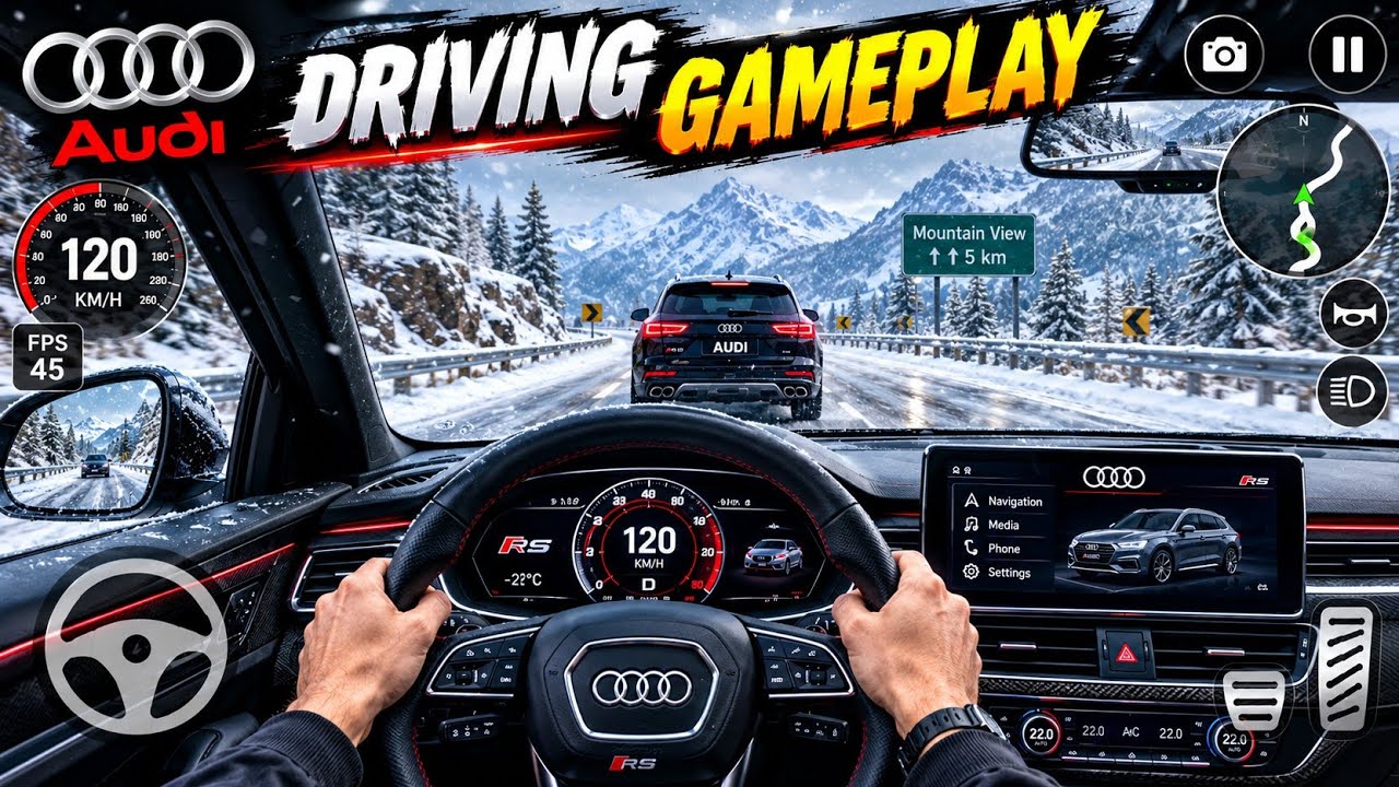 Audi RS Driving Gameplay in Snow ️🚗 | Realistic Car Driving Simulator ...