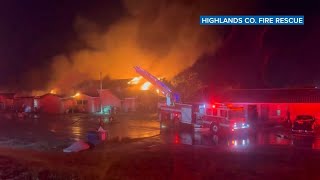Highlands County Fire Rescue, Sebring Fire Rescue, and Avon Park Fire fight a structure fire