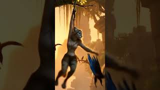 Part (4) Wild Jungle Cat Girl 🐆🔥 | Epic Fantasy Animation #jungle #thejungle #junglecat
