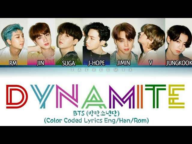 BTS (방탄소년단)- 'Dynamite' [Korean Lyrics] (Color Coded Lyrics Eng/Han/Rom/가사) class=