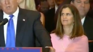 Did Mary Pat Christie just roll her eyes at Trump for his 'Hillary playing the woman card' remark?