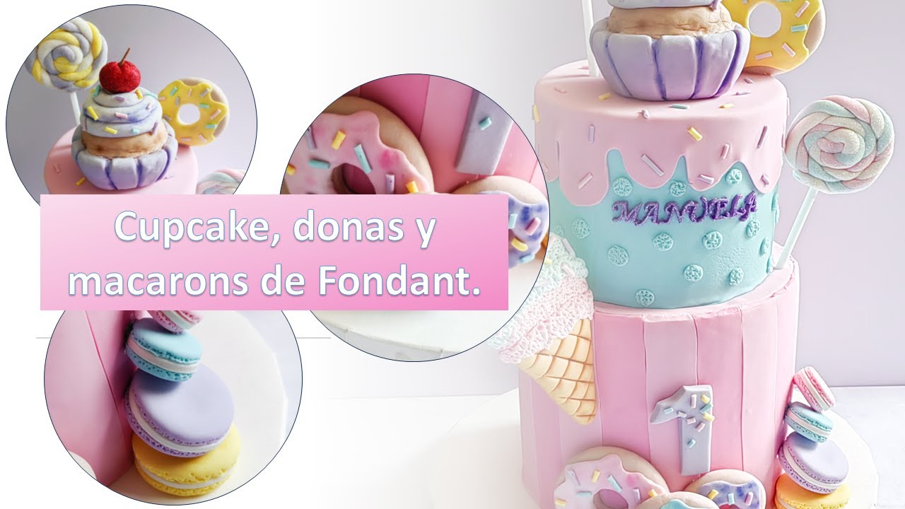 Cupcake, donas y macarons de Fondant  PASO A PASO