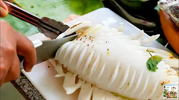 Огромный КАЛЬМАР, Обработка и Приготовление / ТАЙСКАЯ Кухня...