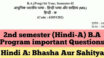 sol du B.A programme Hindi-A Important questions 2nd semester 2021