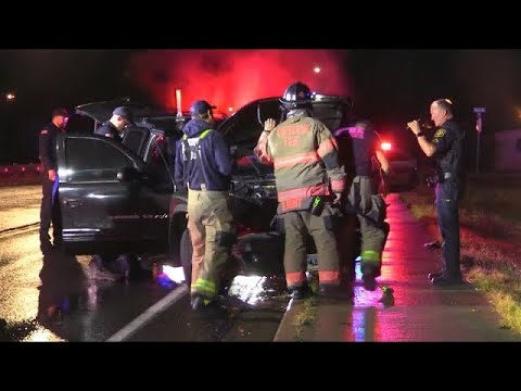High speed chase ends in a crash - YouTube