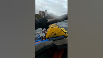 Choppy water and wind in Advanced Elements inflatable kayak