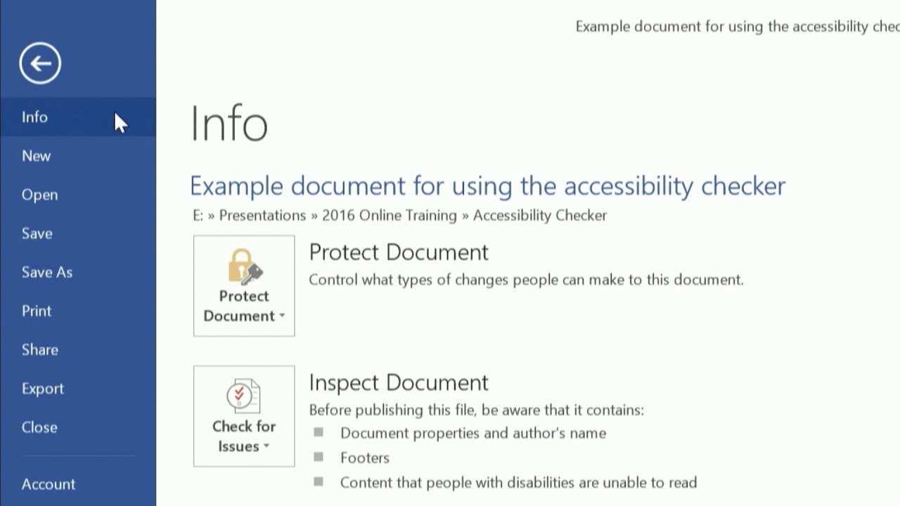 accessibility in word 2016