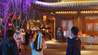 Night Walk In China Luoyi Ancient City 8K Ultra HD | 夜游洛阳洛邑古城，灯光璀璨非常美 | 4K